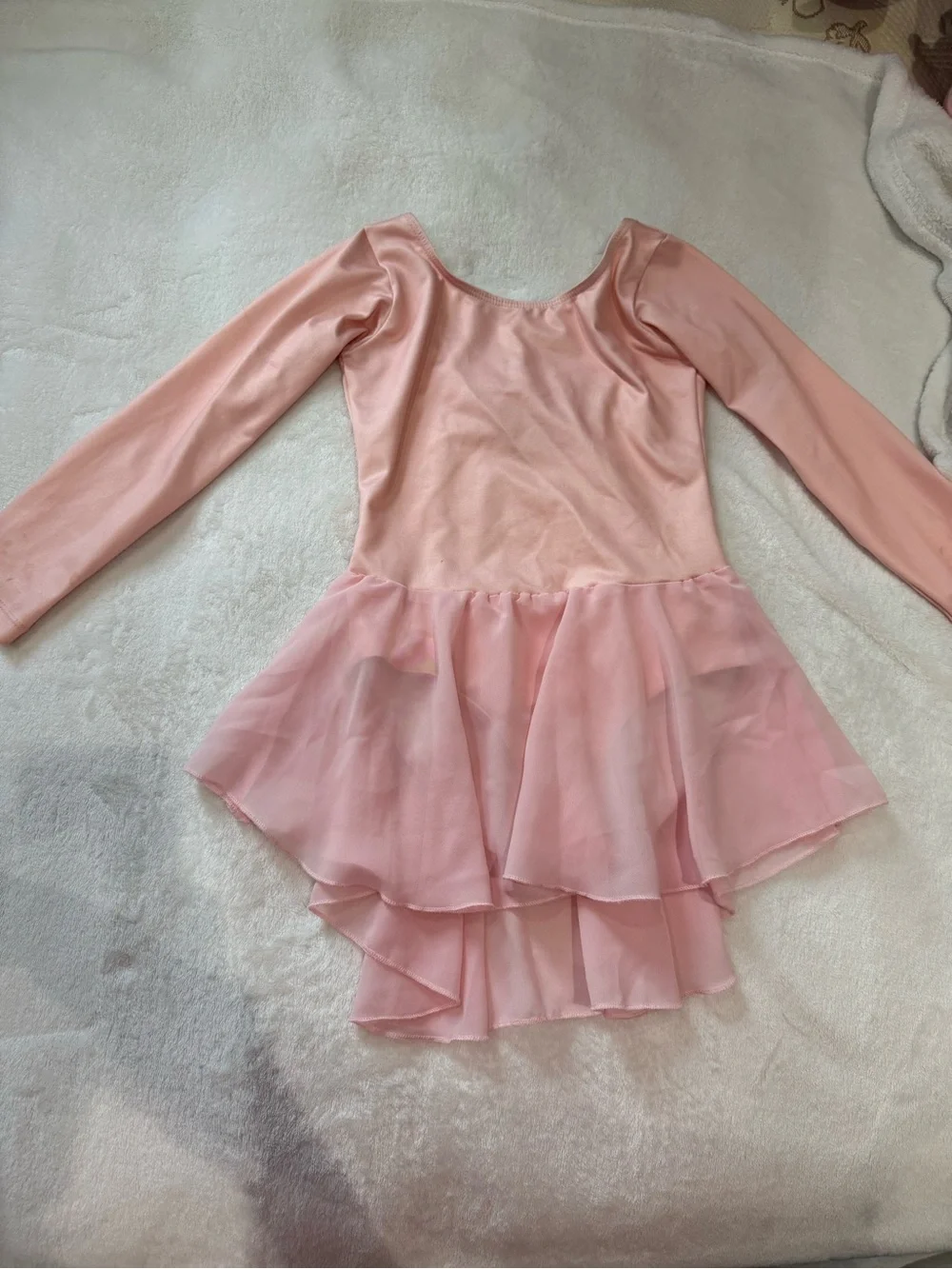 Girls' Long-Sleeve Ballet Leotard with Chiffon Skirt - Pink